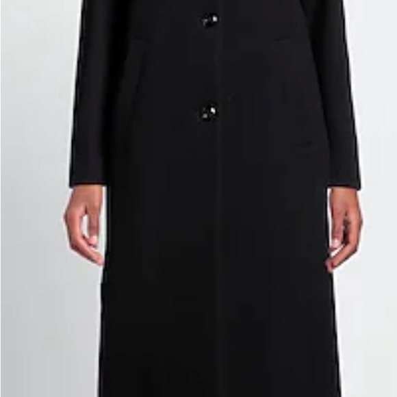 WOMEN VINTAGE BLACK TRENCH COAT, WOOL, SIZE: 16 BUT CHECK MEASUREMENTS FOR FIT. - Picture 3 of 11